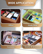 Office Drawer Organizer, Bamboo Desk Drawer Organizer with 4 Removable Dividers, Desk Organizers and Accessories with 10 Adjustable Compartments for Office Home (Gray) - Image 3