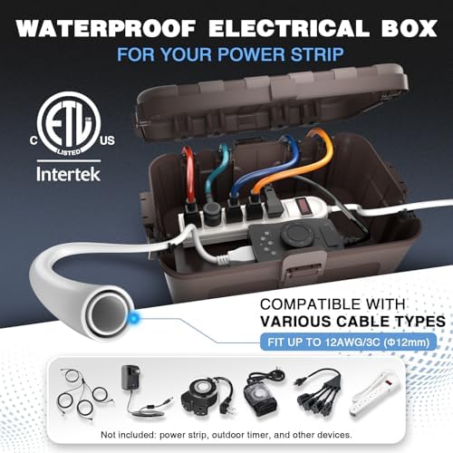 Flemoon Large Outdoor Electrical Box, IP54 Waterproof Extension Cord Cover - Image 2