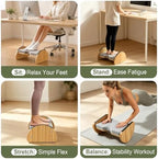 Adjustable Foot Rest Under Desk, Bamboo Wood Foot Stool with Cushion, Rocking Under Desk Footrest, Desk Leg Rest for Home Office - Image 7