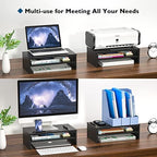 BONTEC Wooden Monitor Stand Riser for Desk, 2-Tier Computer Monitor Stand - Image 6