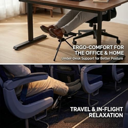 Universal Camping Chair Foot Rest - Folding Leg Rest for Outdoor, Foot Rest Under Desk at Home/Office & Foot Rest for Air Travel, Adjustable Height Sturdy Camp Footstool for Beach, Picnic, Hammock - Image 2