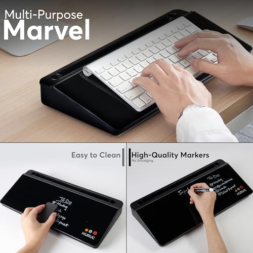 HURUC Desk Buddy Glass Desktop Whiteboard – Desk Board Buddy Hidden Storage - Image 5