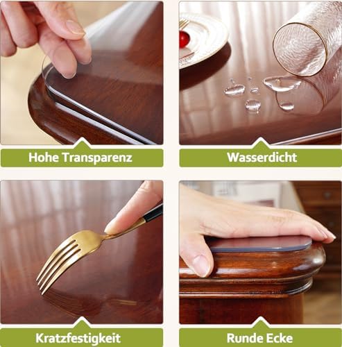 OstepDecor 36 x 72 in Clear Table Protector, Plastic Table Cover 2mm Thick - Image 3