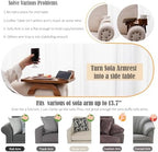 Nnewvante Couch Cup Holder Tray, 3 in 1 Large 15.36"x9.85" Acacia Wood Sofa Arm Clip on Tray Table with 360°Rotated Phone Holder on Armrest - Image 4
