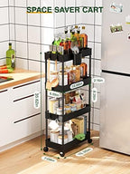 LEHOM Slim Rolling Storage Cart - 4 Tiers Bathroom Organizer Utility Cart - Image 4