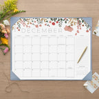 Desk Calendar 2026 with Desktop Mat, Cabbrix Large Desk Pad Calendar 21 x 17 Inch with Planner Template Stencil Set Cover 18 Months Runs From July 2026 to December 2027, Floral Design Calendar 2026 for Home School and Office - Image 3