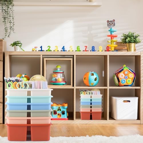 Lineshading 6 Pack 3 Compartment Classroom Table Caddy with Handle Boho - Image 4