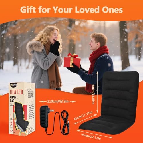 Heated Seat Cushion for Office Chair, Thick Heated Chair Pad, Auto Shut Off, 7 Heating Levels, Fast Heating, Heating Pad Seat Warmer for Full Back, Hips, Thighs, Universal Fit, Gift Women Men - Image 7