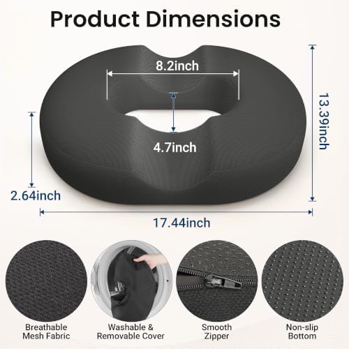 CloudBliss Donut Pillow Stadium Seat Cushion for Tailbone Pain Relief and Hemorrhoids, Memory Foam Seat Chair Cushion, Portable Seat Cushions for Bleachers, Car, Home & Office - Image 5