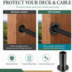 HYPERGIANT 60 Pack Black PVD Cable Railing Protective Sleeves for 5/32 or 3/16 Inch Wire Rope, Wood/Composite Post Hole Sleeves, T316 Stainless Steel Deck Hardware with 1 Drill Bit - Image 5