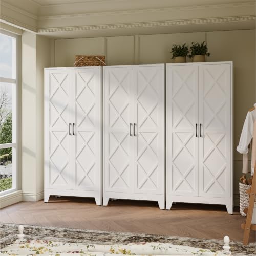 COFaR Metal Kitchen Cabinet with 2 Door and 4 Adjustable Shelves, 71" White - Image 2