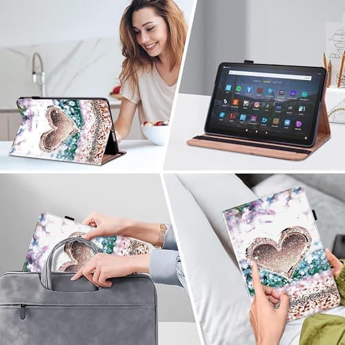 Case for Amazon Kindle Fire Max 11 (13th Generation, 2023 Release) 11" - PU Leather Flip Case with Elastic Band & Card Slots/Holder, Multi-Angle Viiewing Stand Tablet Cover, Diamond Peach - Image 5