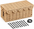 Woven Cable Management Box with Scalloped Lid, 13 Inch Cord Box by Chunful