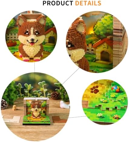 2027 3D Paper Carving Desk Calendar With LED Light (Pixel Corgi) - Image 6