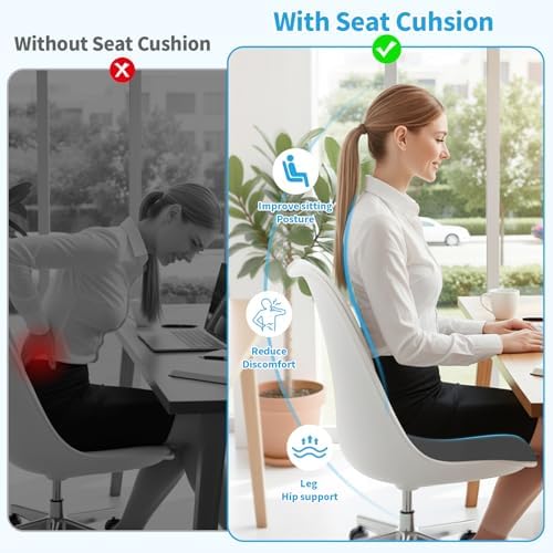 TranquilRelax 2XL Memory Foam Seat Cushion for Office Chair, 3.7-Inch, Gray - Image 6