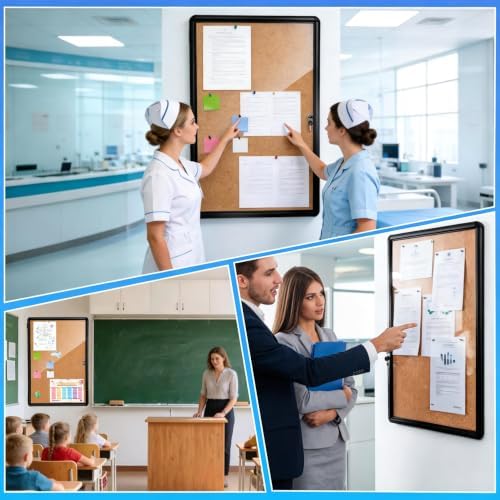 36x24 Lockable Enclosed Bulletin Board,Weatherproof Cork Display Case - Image 6