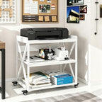 Extra Long Printer Stand with Baffles, 31.5" W x 17.7" D Printer Cart,White by Natwind