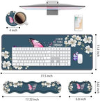 Ergonomic Keyboard Wrist Rest & Mouse Pad Wrist Rest Set, Large XXL Gaming Desk Mat 31.5"x 11.8" with Non-Slip Base for Home Office Study Gaming, Floral Butterfly Quote Bible Verse Philippians 4:13 - Image 2
