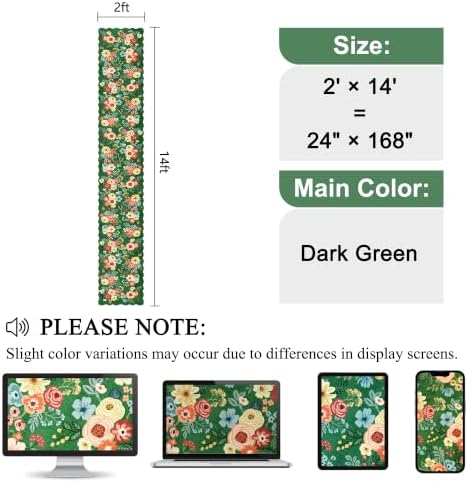 DUKINO 2x14 Hallway Runner Rug, Floral Washable Kitchen Rug, Dark Green - Image 2