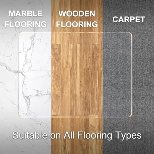 MESAILUP Beveled Edge Office Chair Mat for Carpet or Hardwood Floor 42" x 42" Clear Chair Mats for a Smooth Glide and Easy Roll On/Off, Heavy Duty and Non-Slip Pad Floor Ultimate Desk Chair Mat - Image 6