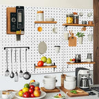 6 Pack Steel Peg Board,Universal 1/8 and 1/4 Pegboard Accessories,Ideal for Garage Tool Storage, Office Organization, Craft Room, Kitchen etc. (White, 6-12X12) - Image 7