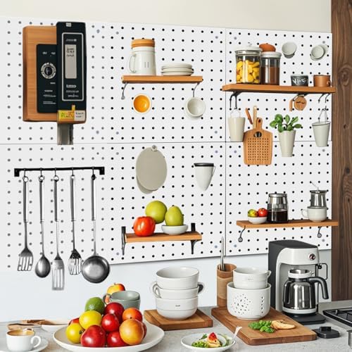 6 Pack Steel Peg Board,Universal 1/8 and 1/4 Pegboard Accessories,Ideal for Garage Tool Storage, Office Organization, Craft Room, Kitchen etc. (White, 6-12X12) - Image 7