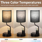 Fenmzee Bedside Lamps for Bedroom Set of 2 - Table Desk Lamp for Nightstand - Image 2