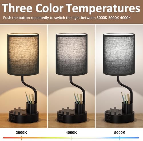 Fenmzee Bedside Lamps for Bedroom Set of 2 - Table Desk Lamp for Nightstand - Image 2