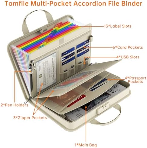 Tamfile Fireproof Accordion File Organizer with Lock, Document Organizer - Image 4