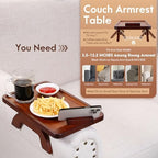 SINWANT Couch Arm Tray with 360° Rotating Phone Holder,Walnut,15.35x9.84-in - Image 3