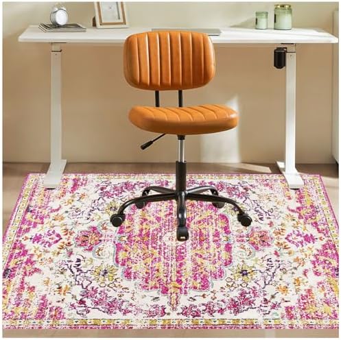 Office Chair Mat for Hardwood Floor, 48"x60" Anti-Slip Desk Chair Mat for Hard Floors, Under Desk Computer Rug for Rolling Chair, Easy Glide Floor Protector Mat for Home Office(Pink) by YSYTLCL