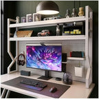 Desktop Bookshelf, Multi-Size pegboard Storage Organizer Rack, Dorm Desk Shelf, Desk Hutch, Desk top Storage Rack, Student Desktop Storage,Desk Shelves for top of des(White, 45.3" Lx9.9 Wx39 H) by Unknown