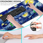 Mouse Pad,Large Pink Desk Mat, 4in1 XXL Mousepad + Keyboard Wrist Rest+Mouse Wrist Rest+Coaster Set with Ergonomic Desk Pad for Home Office Table Computer-Abstract Night Sky - Image 6