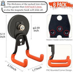 ULIBERMAGNET New Upgraded Heavy Duty Magnetic Garage Hooks,6 Pack Strong Large Magnet Hooks for Power Drill,Garden Tools,Hose,Pegboard,Garage, Workshop,Magnetic Storage Hook for Hanging(Orange) - Image 2