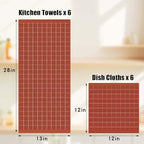 Homaxy Cotton Terry Kitchen Towels and Dishcloths Set of 16, Rust - Image 4