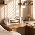 Wood Desk Organizer: File Organizer with 3-Tier Shelf for Office Desk,White - Image 5