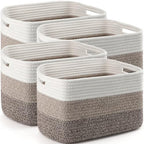 4 Pack Large Storage Baskets for Organizing, 16''Lx12''Wx8''H Woven Baskets for Storage Toys, Towels, Books, and Clothes, Cotton Rope Basket for Shelves with Handle by Unknown