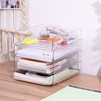Tomorotec 4 Pack Clear Stackable Letter Tray, A4 Desk File Organizer Set - Image 7