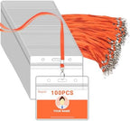 Segarty Lanyard for ID Badge, 100 Pack Horizontal Clear Name Tags ID Card Badges Holders, Orange Straps Neck Lanyards Clip Waterproof Ziplock Nametag Protector for Cruise, Business, School by Segarty