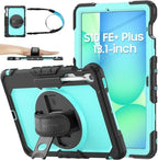 SEYMAC stock Case for Samsung Galaxy Tab S10 FE+ Plus 5G Tablet Case 13.1'' Protective with Screen Protector, Pen Holder, 360 Rotate Stand, Hand Strap, Shoulder Strap, SkyBlue1 by SEYMACstock