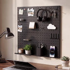 Magnetic Metal Pegboard Wall Organizer Kit, 4 Pack 10 x 10 in Panels Black - Image 2