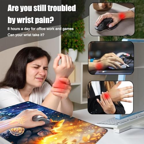 Desk Mat, Mouse Pad with Wrist Rest, 4-in-1 Large Mouse Pads for Desk, Ergonomic Mouse Pad and Keyboard Wrist Rest Gaming Keyboard Mat for Office,Cute Cat Sunshine - Image 5
