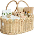 BEBE BASK Premium Baby Diaper Caddy Organizer - Scalloped Rattan Basket by BEBEBASK%C2%AE