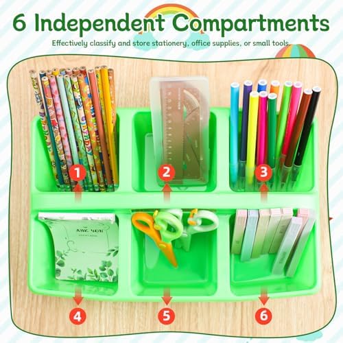 Lineshading 12 Pack Classroom Caddy with 6 Compartments(Rainbow Colors) - Image 5