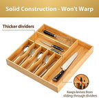 Umilife Large Kitchen Drawer Organizer, 19"x19" Silverware Utensils Organizer, 2.5" High for Large Deep Drawers, Bamboo Flatware Holder with Thick Frames, Sturdy Kitchen Organization Tray - Image 3