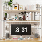 HUATOL Desktop Bookshelf for Computer Desk, 2-Tier Multipurpose Wood Countertop Bookshelf, Multipurpose Freestanding Storage Rack Display Shelf for Office, Home Decor, White - Image 2