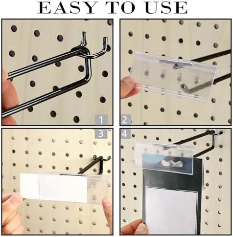 Tandefio 50 Pack Black Metal Peg Board Hooks with Label Holder, 8 Inch - Image 3
