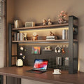 Desk Shelf Organizer for Top of Desk – Desktop Bookshelf with Pegboard & Storage Accessories, Adjustable Hutch for Dorm or Office, Steel Frame Display S Black frame + dark brown board 53.1*9.8*36.6in by Unknown