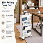 BYFU 5-Tier Movable Bookshelf Cart, 26.0" H, White - Image 4
