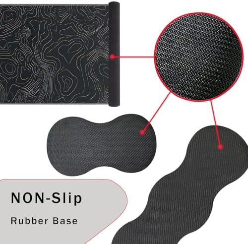 Keyboard Wrist Rest and Mouse Pad with Wrist Support Set Ergonomic Coaster,Memory Foam,Easy Typing Pain Relief,Large XL Desk Mat 31.5"x 11.8",Topographic Contour - Image 3